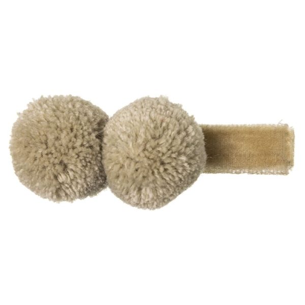 Welcome Baby Sponka s brmbolcami béžová Clip two pompoms beige | Welcomebaby.sk