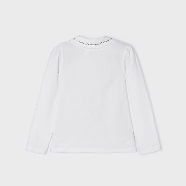 MAYORAL Polo tričko biele s golierom a dlhým rukávom Polo Long Sleeve girl white 131 | Welcomebaby.sk
