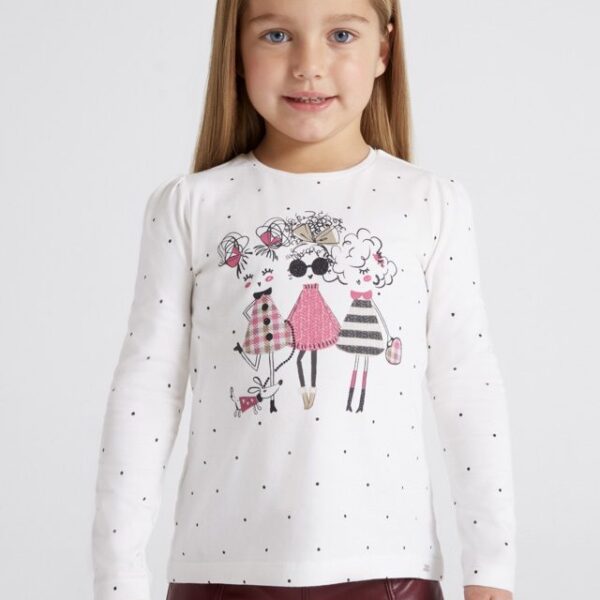 MAYORAL Tričko s postavičkami a bodkami biele Tshirt with characters and dots white 4032 | Welcomebaby.sk