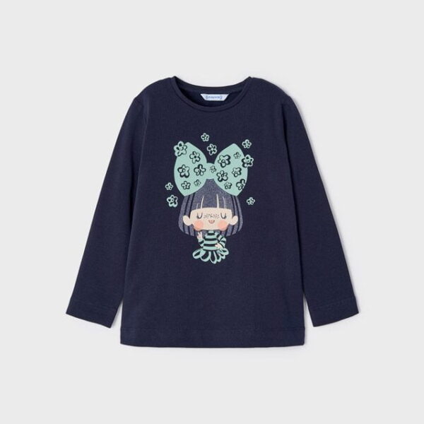 MAYORAL Tričko s dlhým rukávom a postavičkou tmavomodré Long sleeve tshirt dark blue 4034 | Welcomebaby.sk
