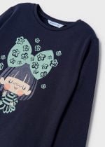 MAYORAL Tričko s dlhým rukávom a postavičkou tmavomodré Long sleeve tshirt dark blue 4034 | Welcomebaby.sk