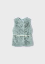 MAYORAL Kožušinová vesta s opaskom tyrkysová Faux fur gilet with belt turquoise 4312 | Welcomebaby.sk