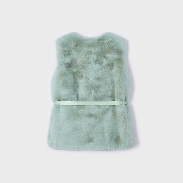 MAYORAL Kožušinová vesta s opaskom tyrkysová Faux fur gilet with belt turquoise 4312 | Welcomebaby.sk