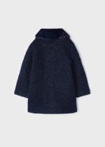 MAYORAL Kožušinový kabát tmavomodrý Terry coat navy blue 4484 | Welcomebaby.sk