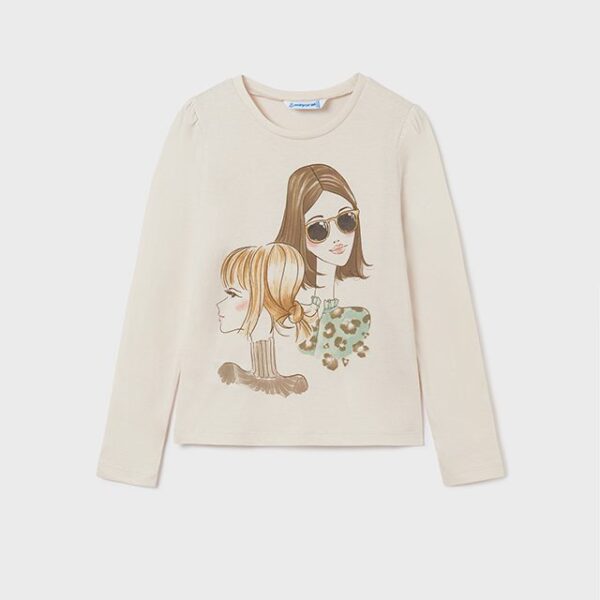 MAYORAL Tričko s dlhým rukávom a dámami krémové Long sleeve tshirt with womans cream 7034 | Welcomebaby.sk