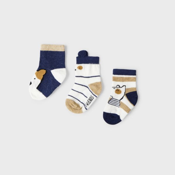 MAYORAL Ponožky tmavomodré Set 3 socks dark blue 9537 | Welcomebaby.sk