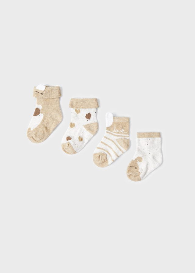 MAYORAL Ponožky hnedé Set 4 socks brown 9540 | Welcomebaby.sk