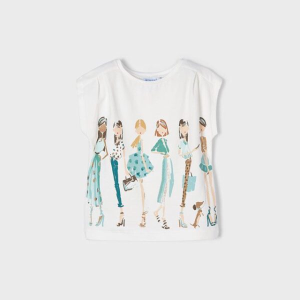 MAYORAL Tričko s dámami biele Tshirt with womans crd-jade 3032-41 | Welcomebaby.sk