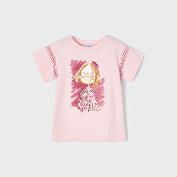 MAYORAL Tričko s postavičkou ružová pastelová Short Sleeves Tshirt pink 3038 | Welcomebaby.sk