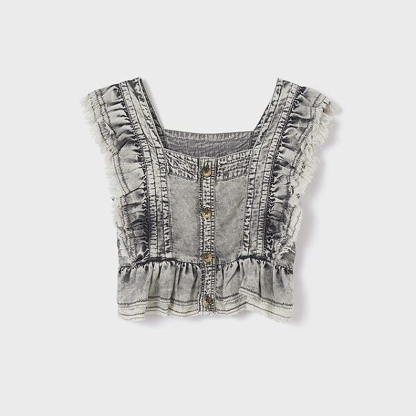 MAYORAL Rifľová blúzka čierna Ruffles blouse black 6124 | Welcomebaby.sk