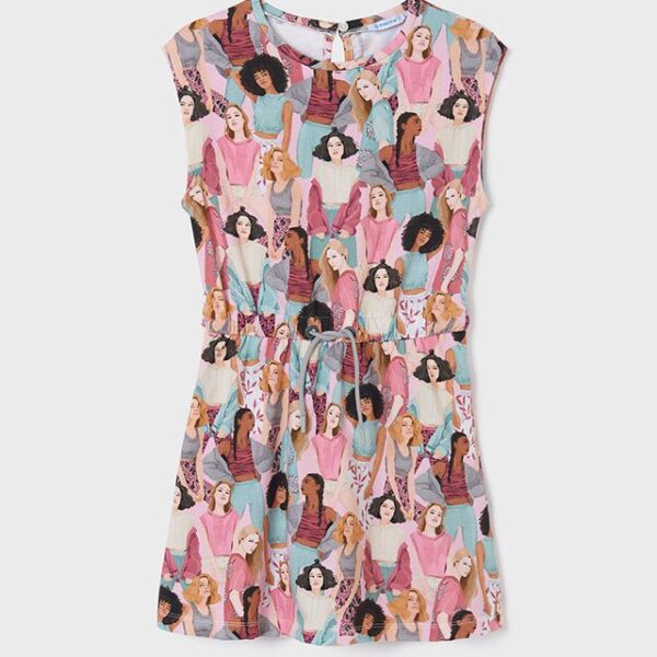 MAYORAL Šaty s dámami ružová Dress with womans pink 6983 | Welcomebaby.sk