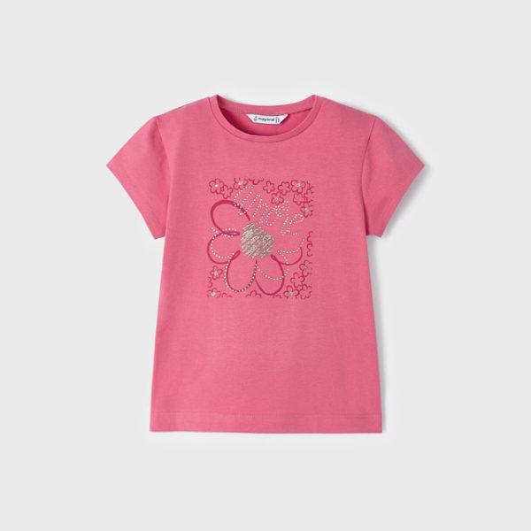 MAYORAL Tričko s kvetom ružové Tshirt flower peony 174 | Welcomebaby.sk