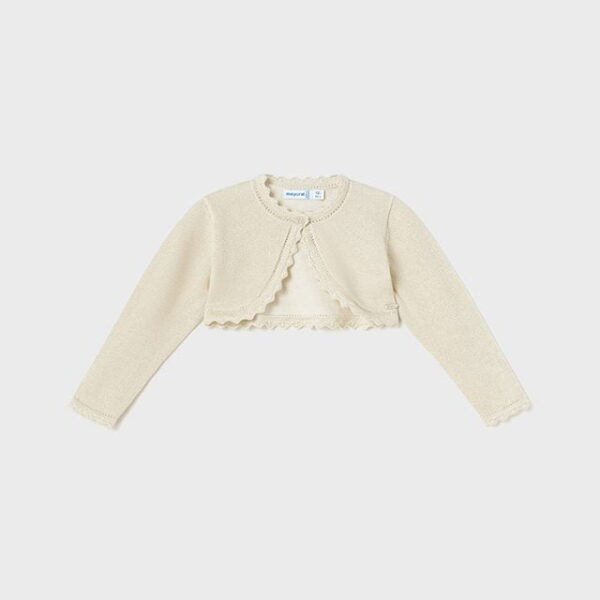 MAYORAL Bolerko so zvlneným dizajnom krémové Cardigan cream 306 | Welcomebaby.sk