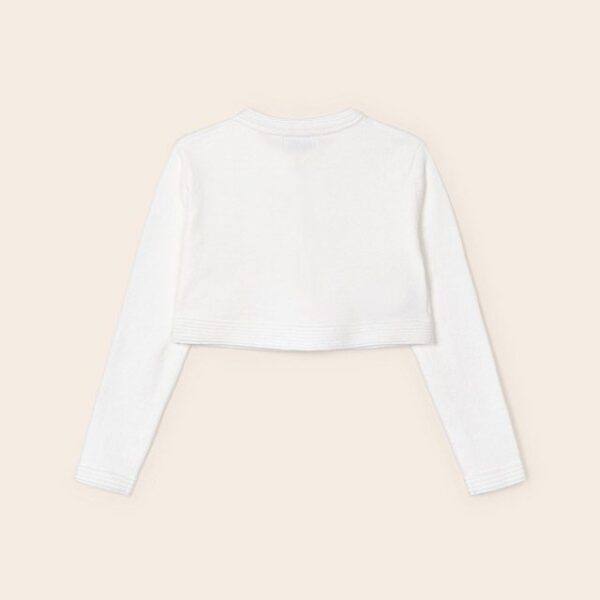MAYORAL Bolerko biele s mašličkou Basic knitted cardigan white 321 | Welcomebaby.sk
