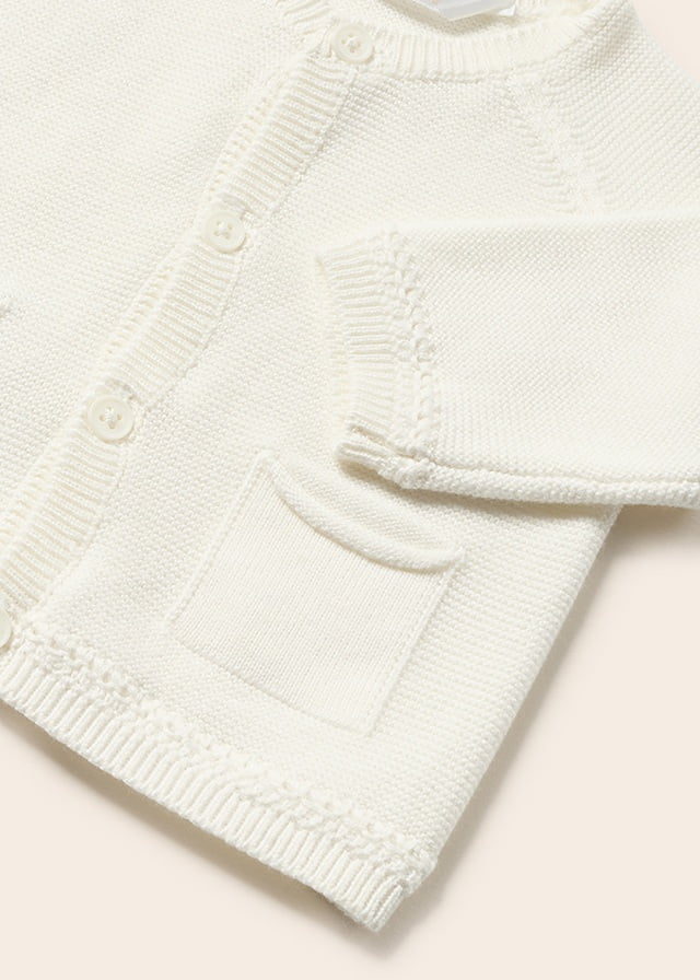MAYORAL Chlapčenský pletený sveter biely na gombíky Cotton knit kardigan white 1360 | Welcomebaby.sk