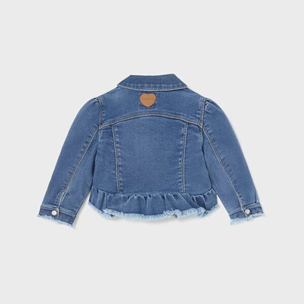 MAYORAL Rifľová bunda dievčenská s volánom modrá Jacket girls blue 1408 | Welcomebaby.sk