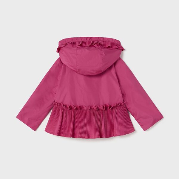 MAYORAL Vetrovka s kapucňou a volánom tmavoružová Windbreaker girls dark pink 1412 | Welcomebaby.sk