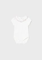 MAYORAL Body s volánom biele ružové Body with ruffle white pink 1733 | Welcomebaby.sk