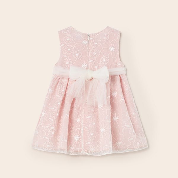 MAYORAL Dievčenské ružové tylové kvetované šaty Embroidered organza dress baby pink 1948 | Welcomebaby.sk