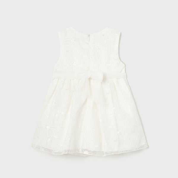 MAYORAL Dievčenské biele tylové kvetované šaty Embroidered organza dress baby white 1948 | Welcomebaby.sk