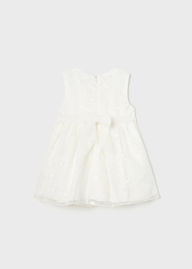 MAYORAL Dievčenské biele tylové kvetované šaty Embroidered organza dress baby white 1948 | Welcomebaby.sk