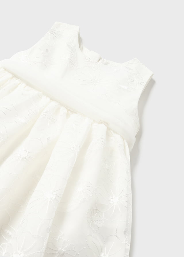 MAYORAL Dievčenské biele tylové kvetované šaty Embroidered organza dress baby white 1948 | Welcomebaby.sk