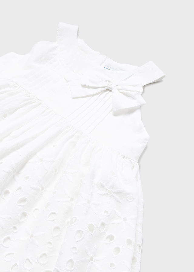MAYORAL Dievčenské madeirové šaty biele Dress with perforated skirt white 1962 | Welcomebaby.sk
