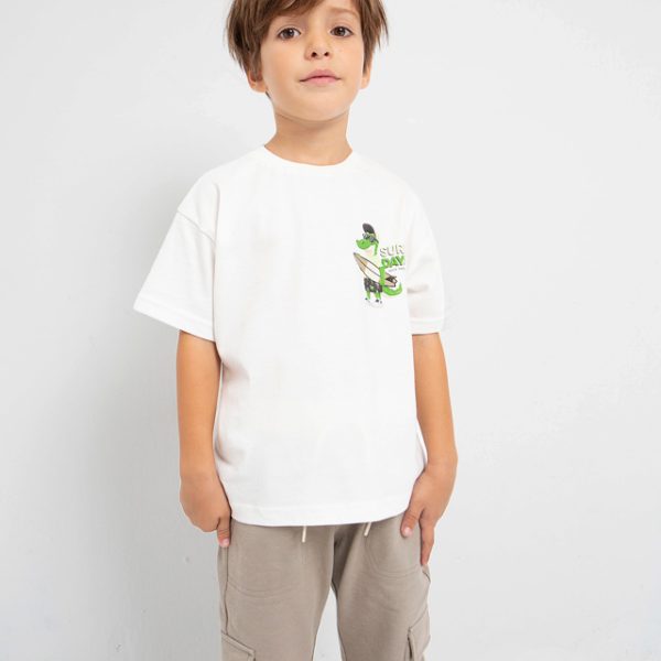 MAYORAL Tričko s krokodílom krémové Tshirt with crocodile cream 3015 | Welcomebaby.sk