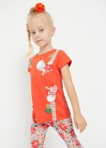 MAYORAL Dievčenské tričko s krátkym rukávom a potlačou oranžové Tshirt with short sleeves orange 3070 | Welcomebaby.sk