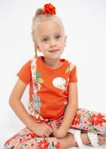 MAYORAL Dievčenské tričko s krátkym rukávom a potlačou oranžové Tshirt with short sleeves orange 3070 | Welcomebaby.sk