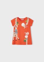 MAYORAL Dievčenské tričko s krátkym rukávom a potlačou oranžové Tshirt with short sleeves orange 3070 | Welcomebaby.sk