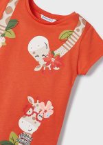 MAYORAL Dievčenské tričko s krátkym rukávom a potlačou oranžové Tshirt with short sleeves orange 3070 | Welcomebaby.sk