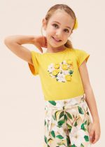 MAYORAL Tričko s 3D kvetmi žlté Tshirt with 3D flowers yellow 3071 | Welcomebaby.sk