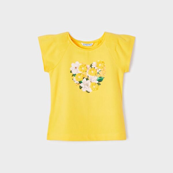 MAYORAL Tričko s 3D kvetmi žlté Tshirt with 3D flowers yellow 3071 | Welcomebaby.sk