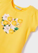 MAYORAL Tričko s 3D kvetmi žlté Tshirt with 3D flowers yellow 3071 | Welcomebaby.sk