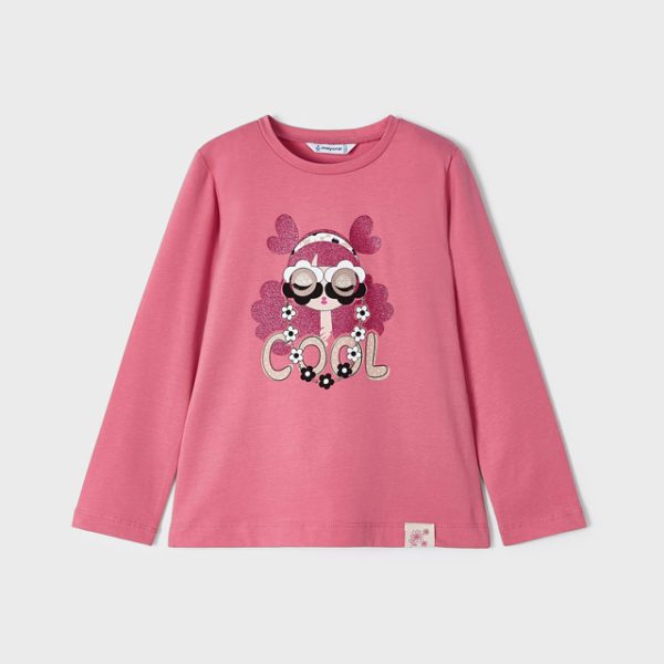 MAYORAL Tričko s dlhým rukávom a vzorom bábiky ružové Tshirt with long sleeves and doll pink 3073 | Welcomebaby.sk