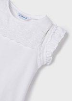 MAYORAL Tričko s volánikmi na rukávoch biele Tshirt with ruffle white 3074 | Welcomebaby.sk