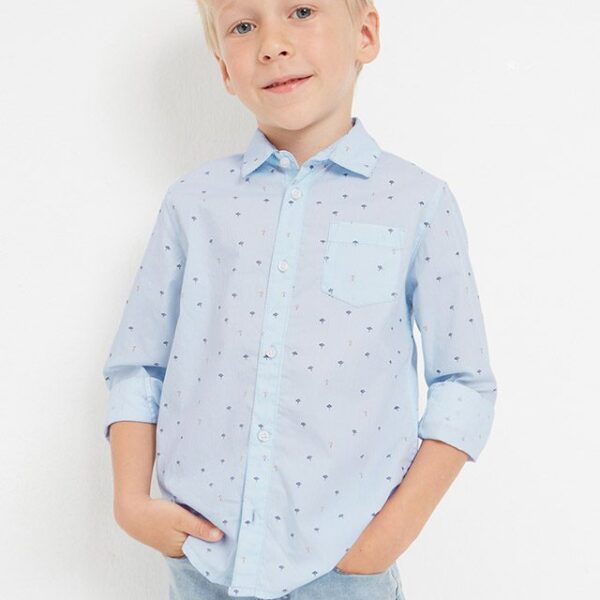 MAYORAL Košeľa bledomodrá so vzormi Shirt with patterns light blue 3171 | Welcomebaby.sk