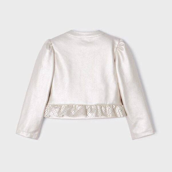 MAYORAL Koženková bunda s volánikom béžová Leatherette jacket beige 3437 | Welcomebaby.sk