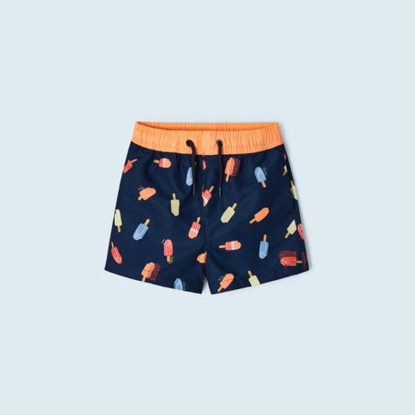 MAYORAL Plavky chlapčenské so vzorom tmavomodré Swim shorts with print dark blue 3686 | Welcomebaby.sk