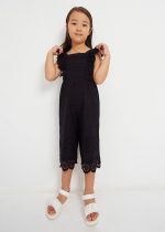 MAYORAL Dievčenský nohavicový overal čierny Perforated jumpsuit girl black 3845 | Welcomebaby.sk