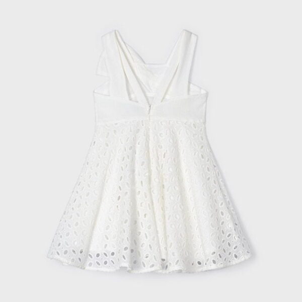 MAYORAL Šaty s mašľou dierované biele Dress with bow white 3916 | Welcomebaby.sk