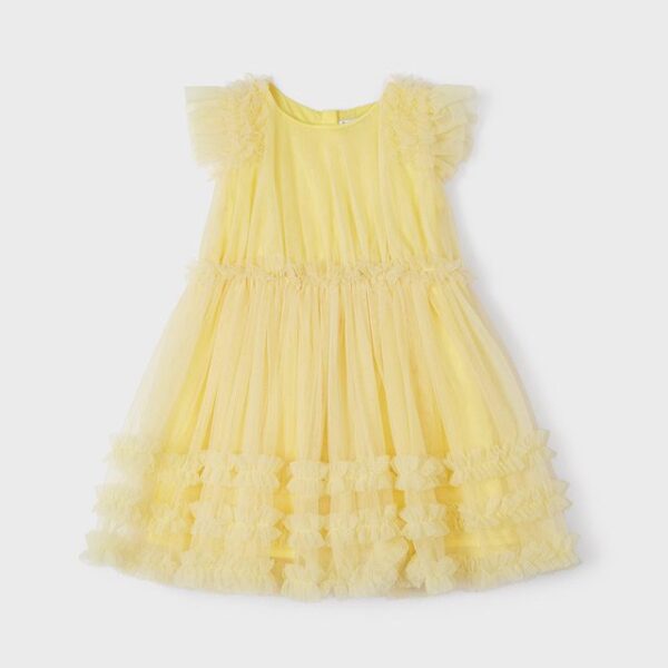 MAYORAL Tylové šaty s volánikmi žlté Tulle dress with ruffles yellow 3918 | Welcomebaby.sk
