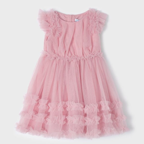 MAYORAL Tylové šaty s volánikmi ružové Tulle dress with ruffles pink 3918 | Welcomebaby.sk