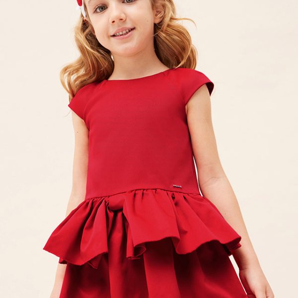 MAYORAL Volánové šaty červené Ruffle dress red 3920 | Welcomebaby.sk