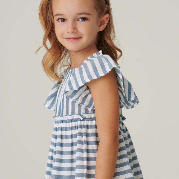 MAYORAL Pruhované šaty bledomodré Striped dress light blue 3928 | Welcomebaby.sk