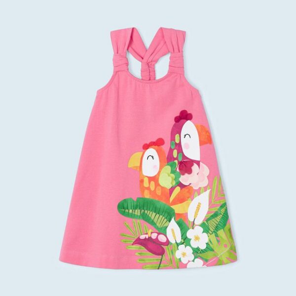 MAYORAL Plážové šaty vtáky ružové Beach dress with birds pink 3944 | Welcomebaby.sk