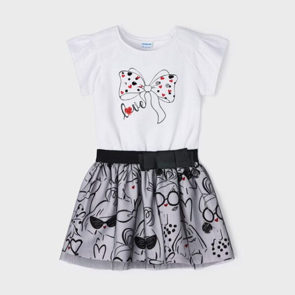 MAYORAL Set sukňa a tričko s potlačou biele Set skirt and Tshirt with print white 3949 | Welcomebaby.sk