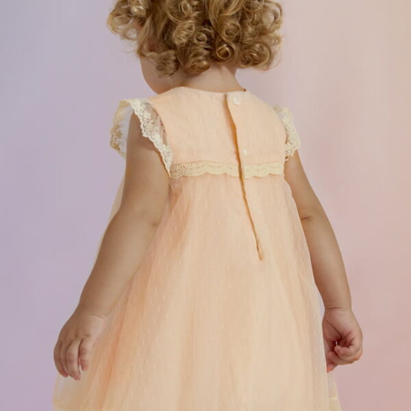 ABEL & LULA Tylové vyšívané šaty marhuľové Tulle Plumeti Dress peach 5006 | Welcomebaby.sk