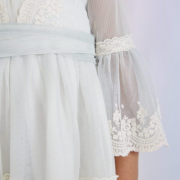 ABEL & LULA Vyšívané sviatočné šaty anise bledé Tulle Embroidered Dress Anise 5036 | Welcomebaby.sk
